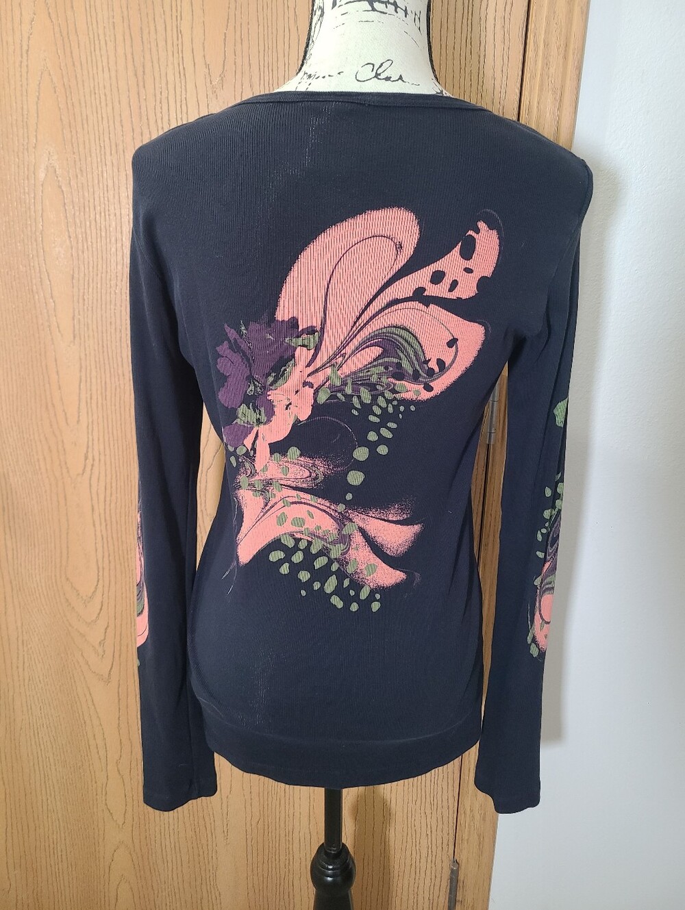 90s Y2k Sledge Abstract Rhinestone Long Sleeve Graphic Tee - Picture 3 of 4